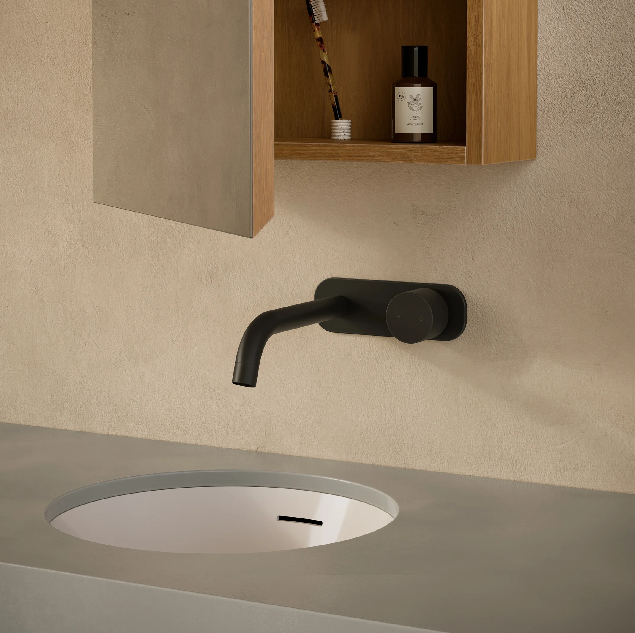 Mona%20Mirror%20cabinets Zuri%20Round%20Undercounter%20Basin Milani%20Tap Hakkari%20Tiles View02 Mirror%20A Black