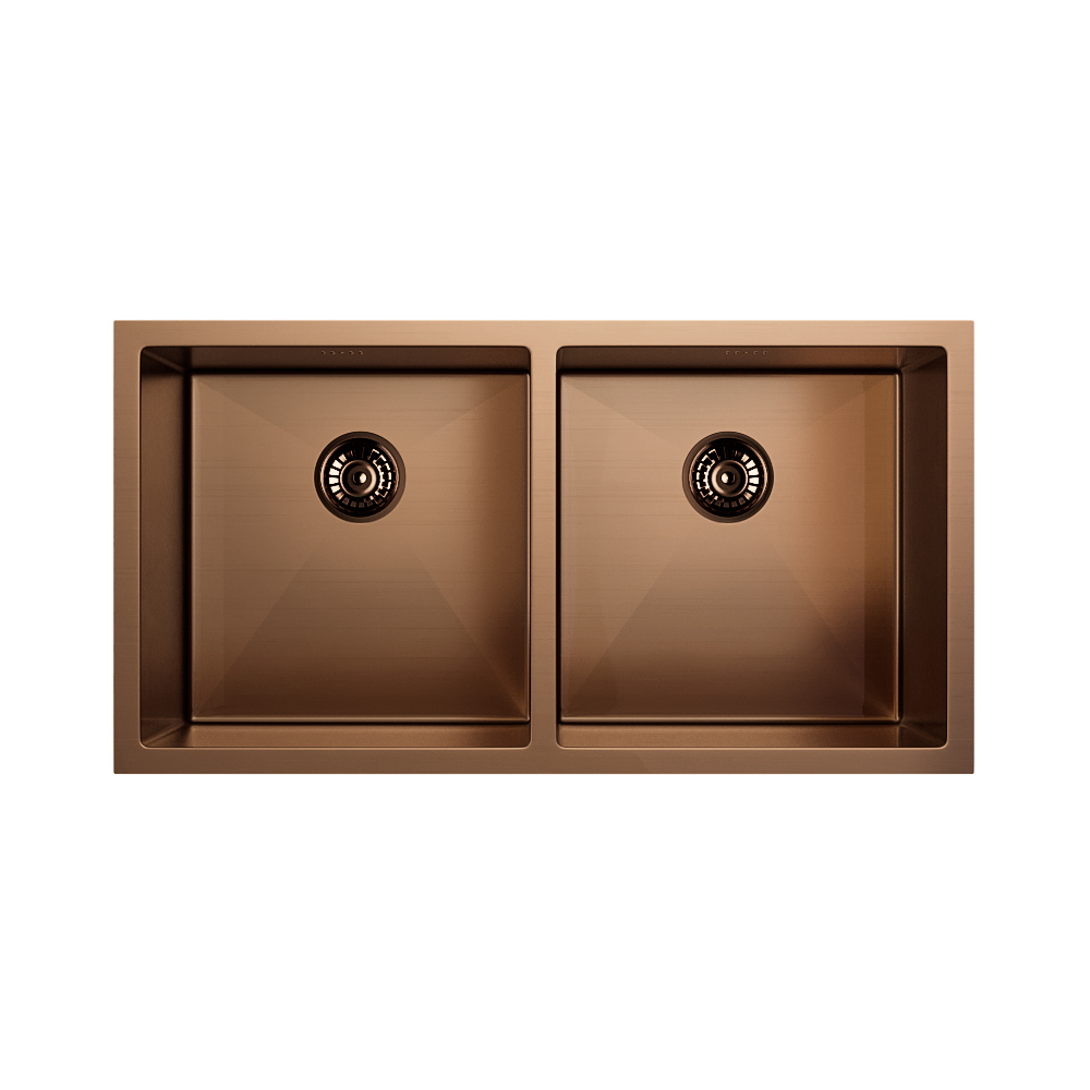 Zalo - Kitchen Sink Double 855mm - Brushed Copper (Overflow)