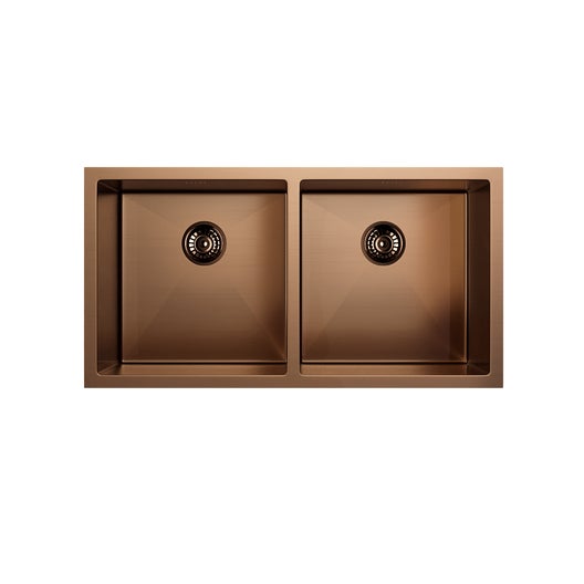 Zalo - Kitchen Sink Double 855mm - Brushed Copper (Overflow)