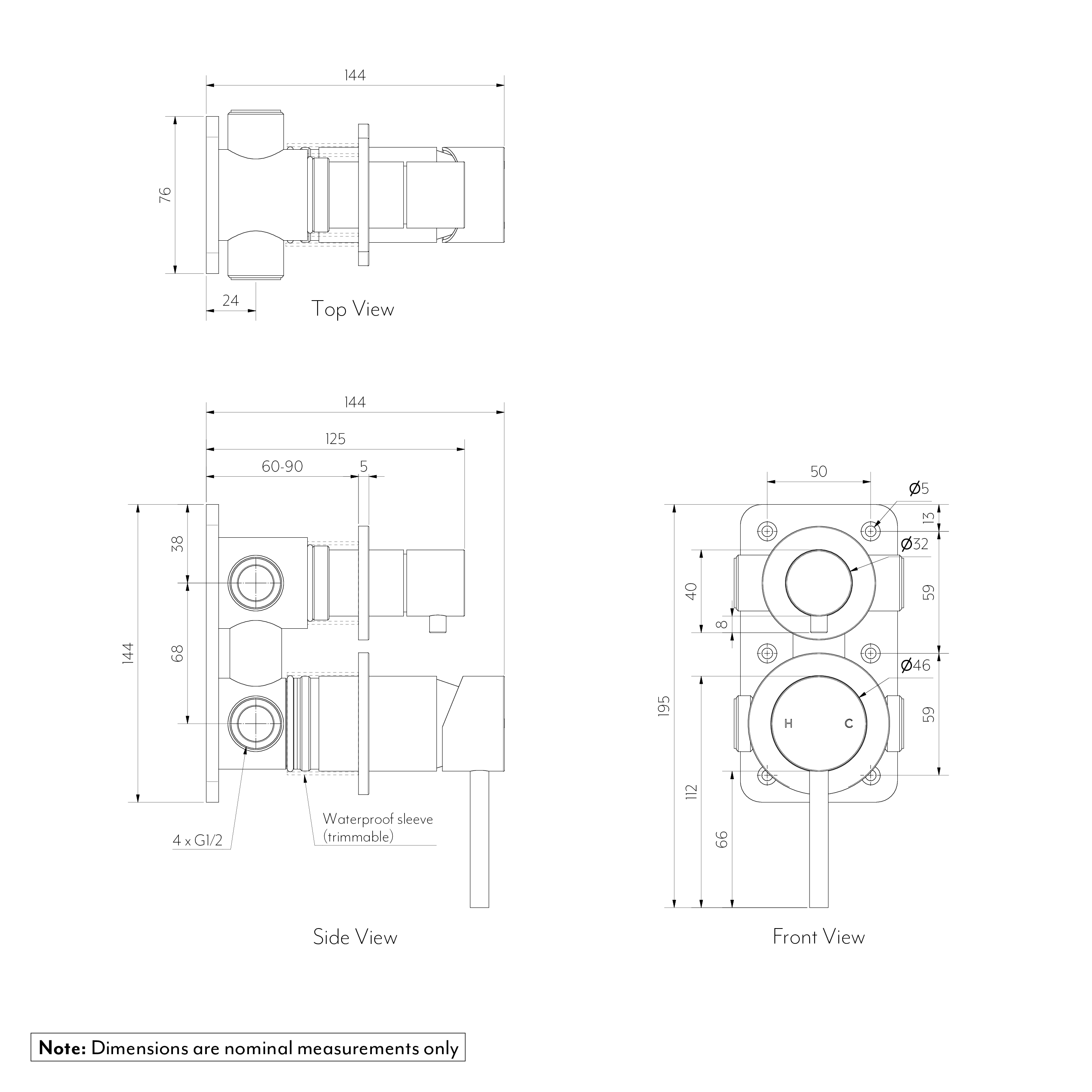 Elysian Thermostatic 2-Way Diverter SPEC