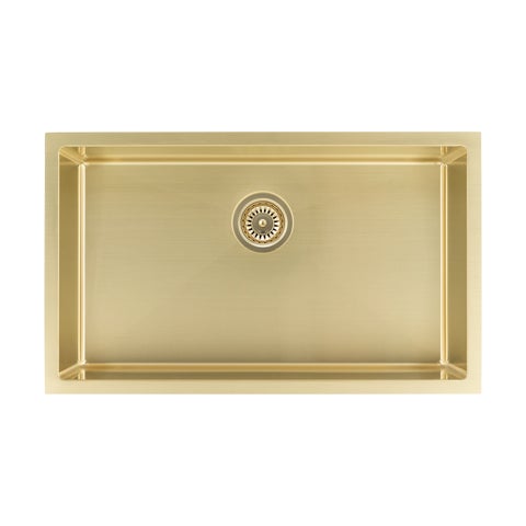 Vari Single Sink 750mm - Brushed Brass w Rack