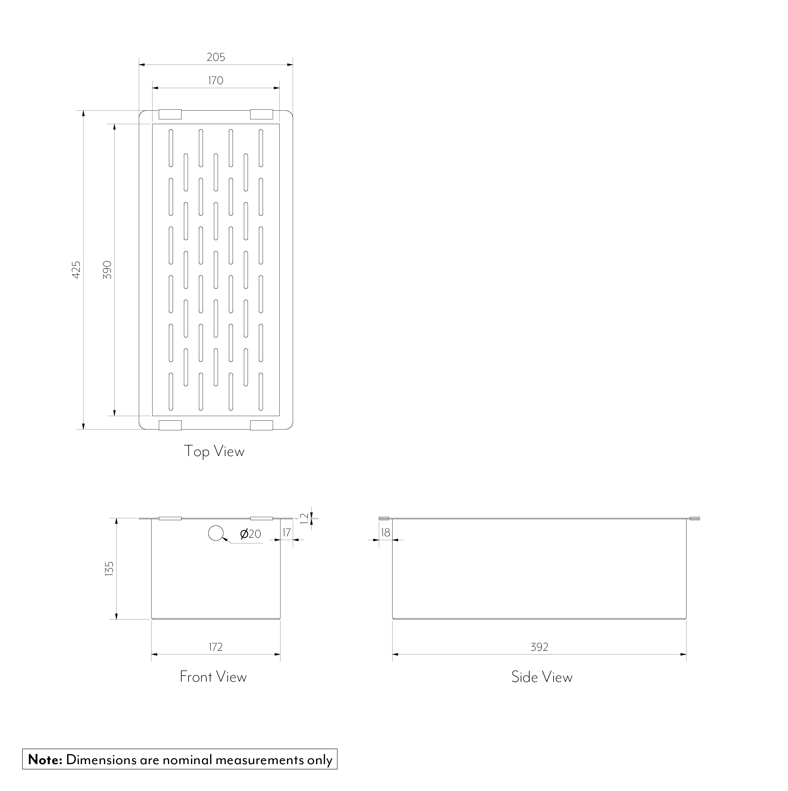 Sola Sink Colander Insert SPEC