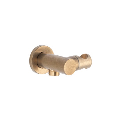 Adjustable Hand Shower Holder & BP - Tumbled Aged Brass