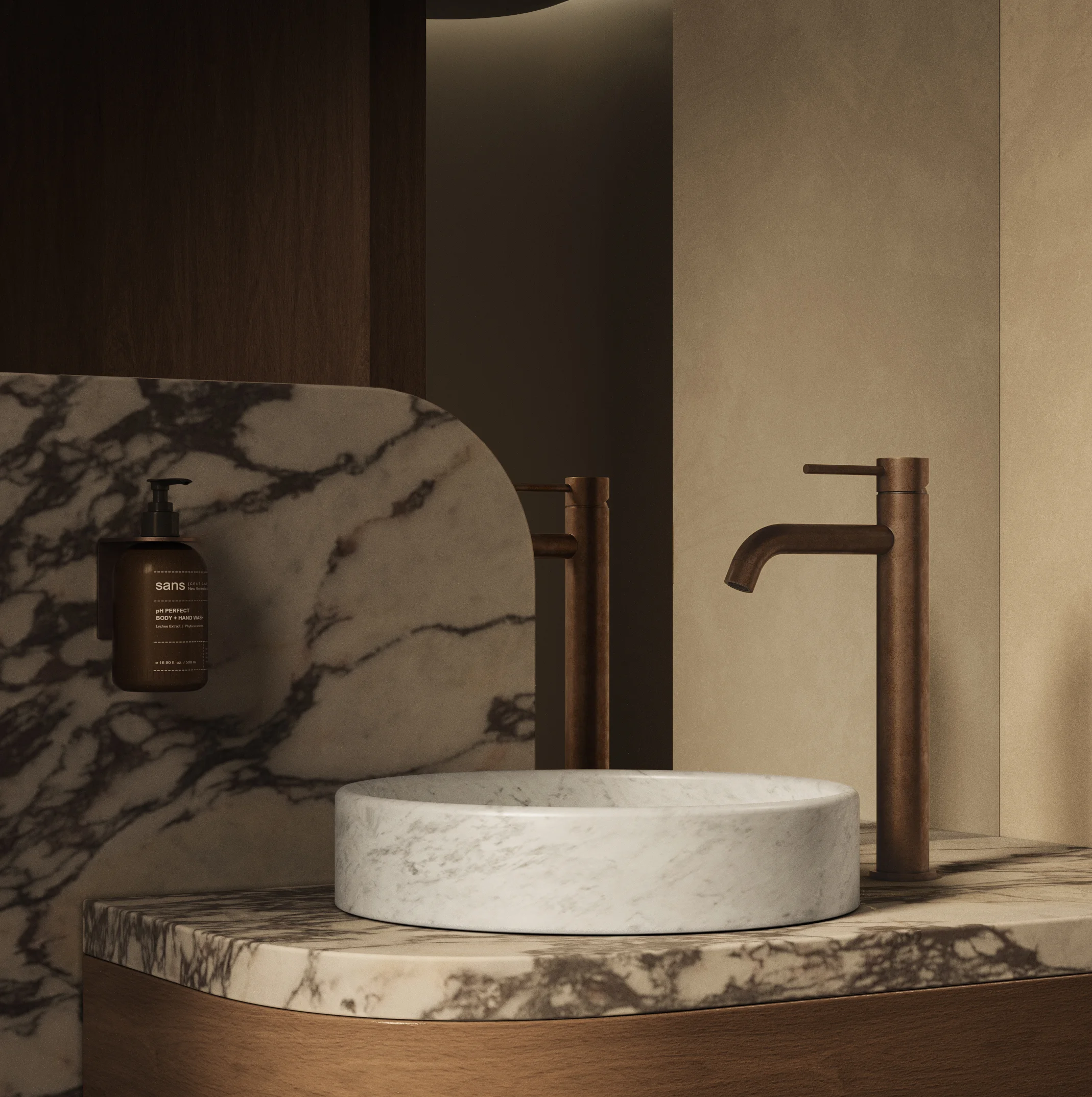 Antique Powder%20Room Vanity-Elysian%20Extended%20Basin%20Mixer Bronze