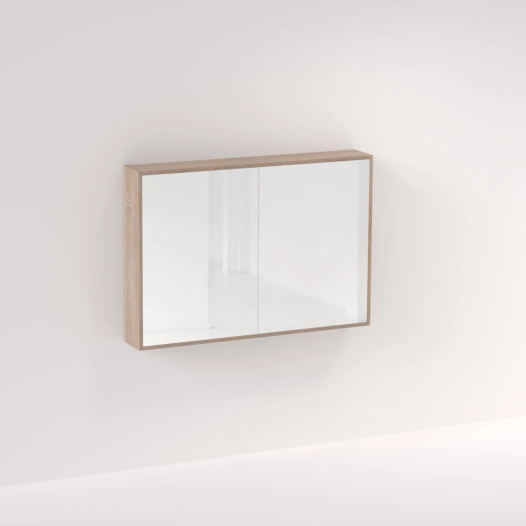 Myra 2 Door Mirror Cabinet 1164mm - White Ash Oak - Feature