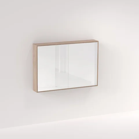 Myra 2 Door Mirror Cabinet 1164mm - White Ash Oak