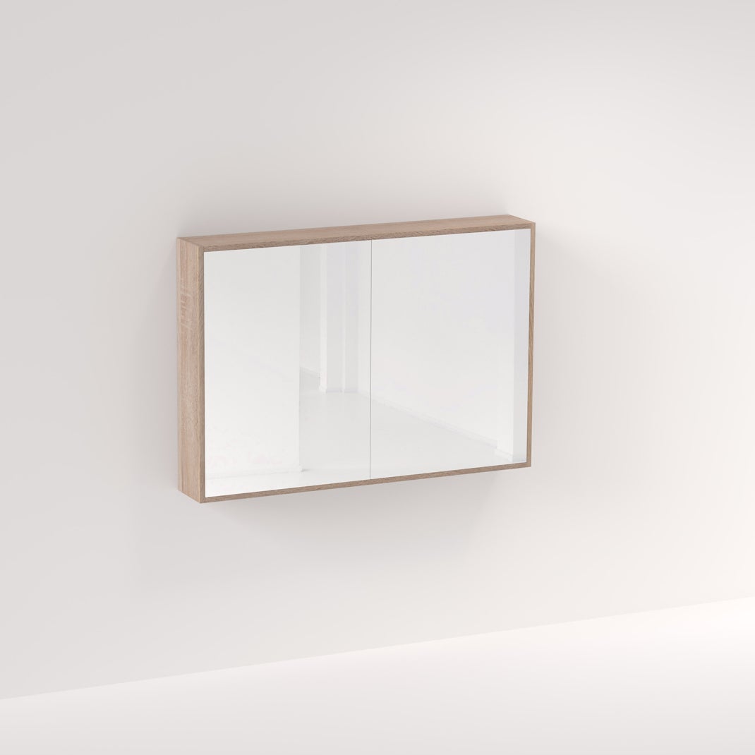 Myra 2 Door Mirror Cabinet 1164mm - White Ash Oak