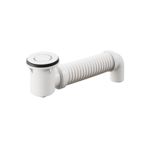 Bath Bend Pop Down with Connector - Gloss White
