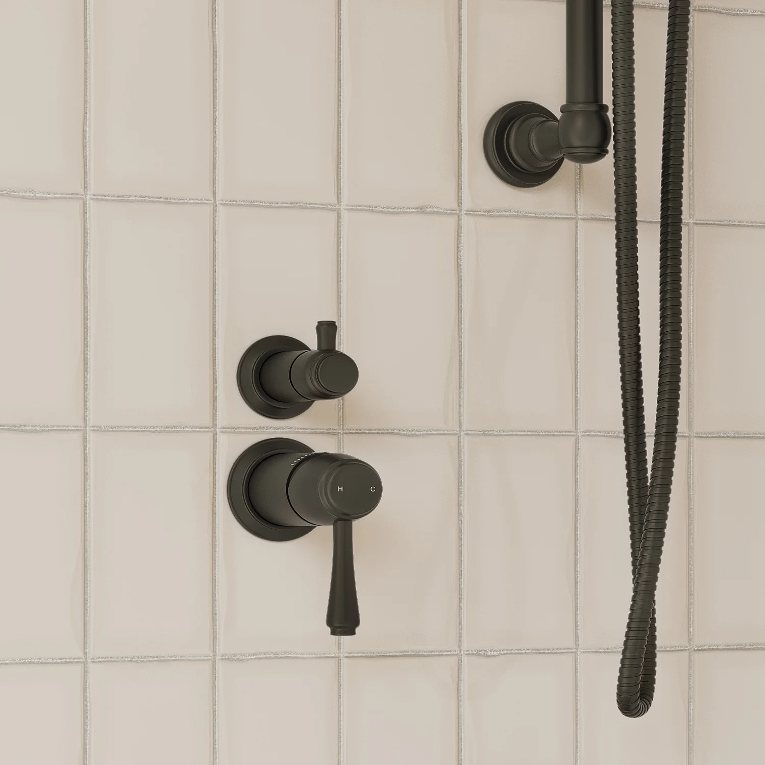Kingsley thermostatic diverter 2-3 way insetting CloseUp MB