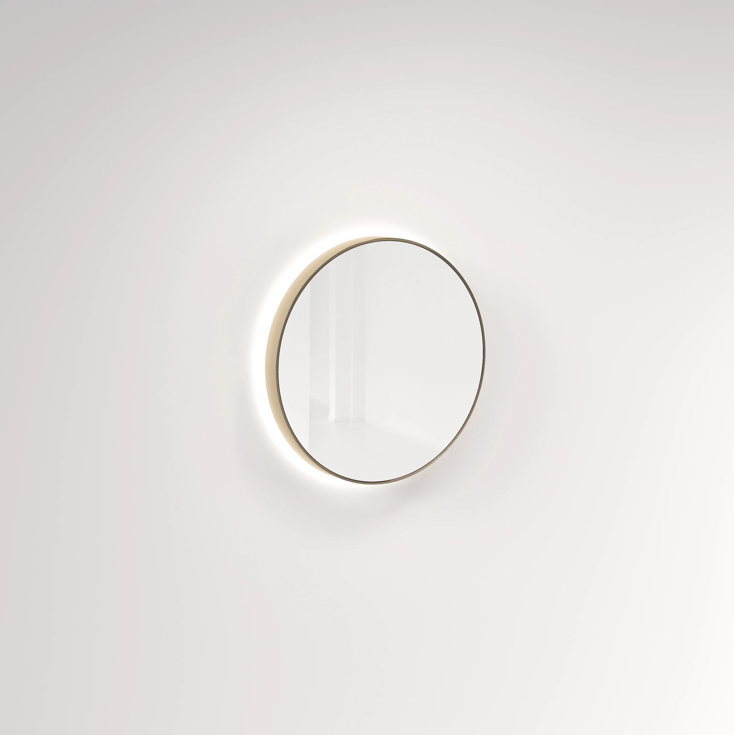 Saanti Handmade Double Trim LED Mirror 600mm  Brushed Brass - Feature