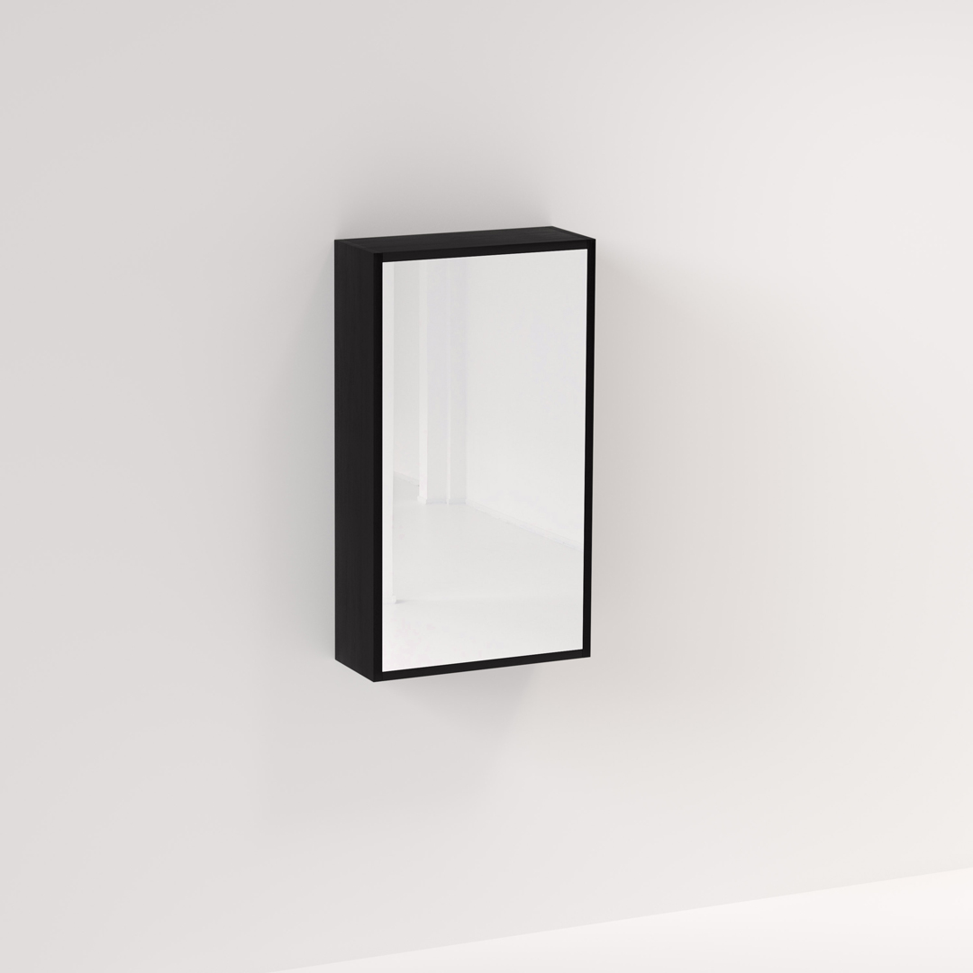 Myra 1 Door Mirror Cabinet 450mm - Black Oak