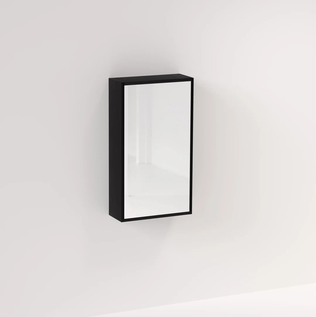 Myra 1 Door Mirror Cabinet 450mm - Black Oak - Feature