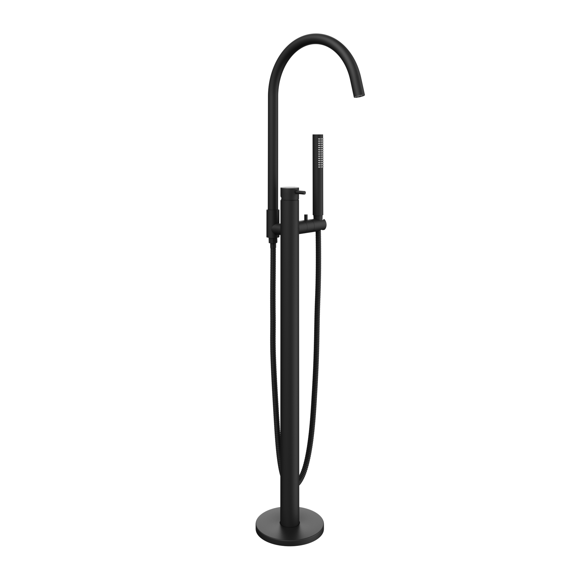 Elysian Floor Mounted Bath Filler with Hand Shower - Matte Black