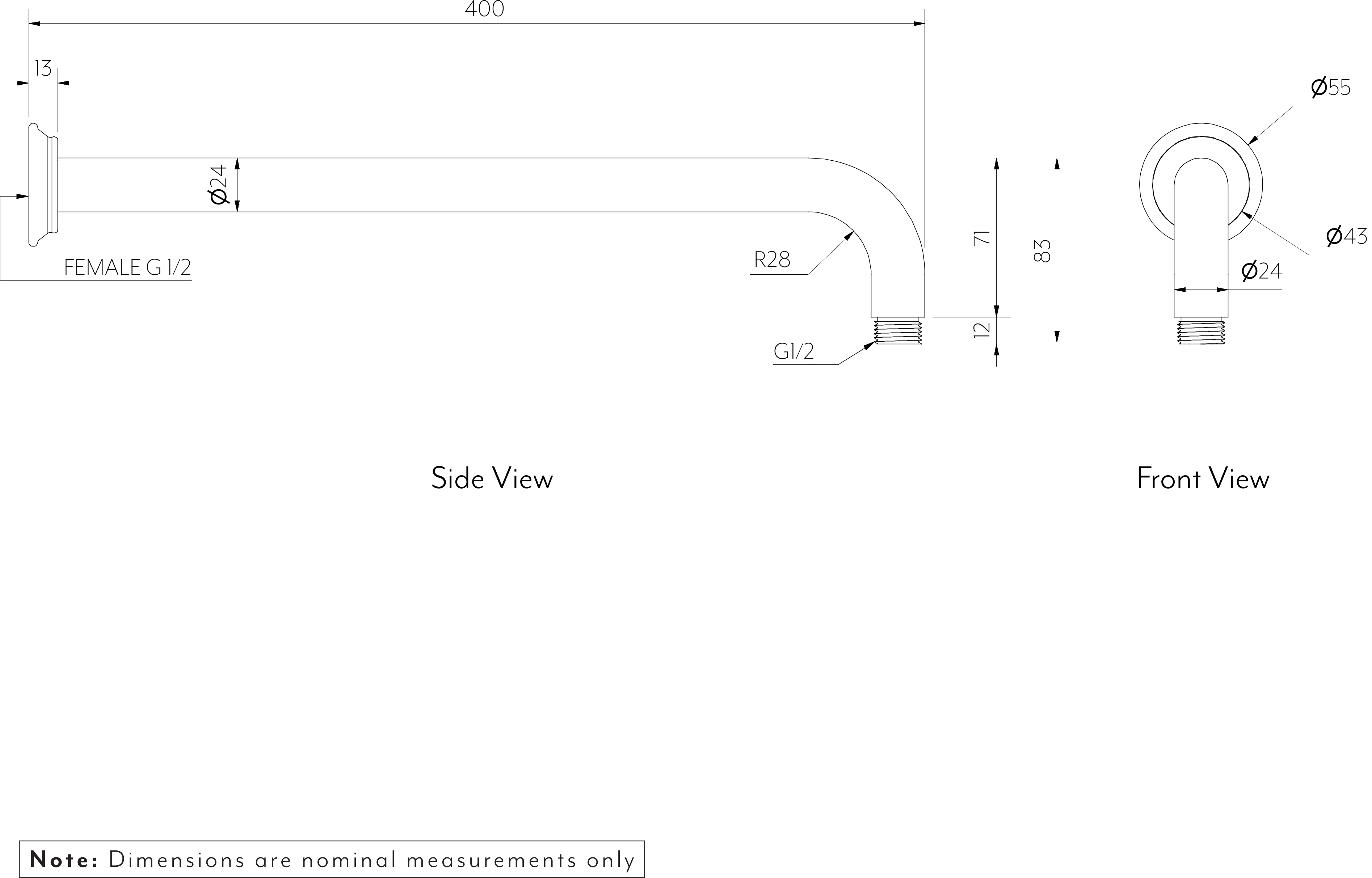 KINGSLEY Shower Arm SPEC-01