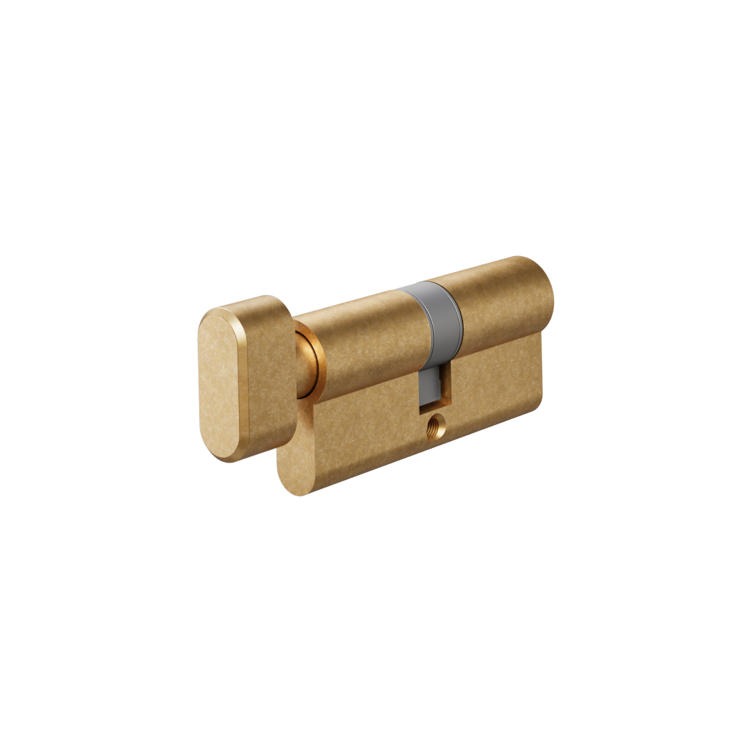 Euro Cylinder Single (Key/Turn) 70mm - Antique Aurum