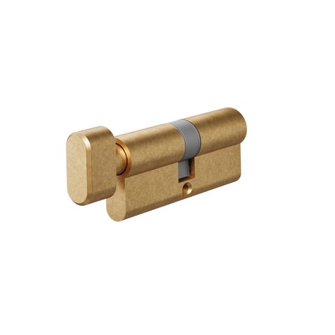 Euro Cylinder Single (Key/Turn) 70mm - Antique Aurum