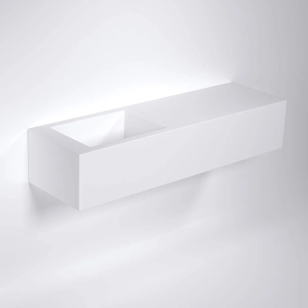 Henderson Wall Mounted Basin 1500mm  Matte White - Feature