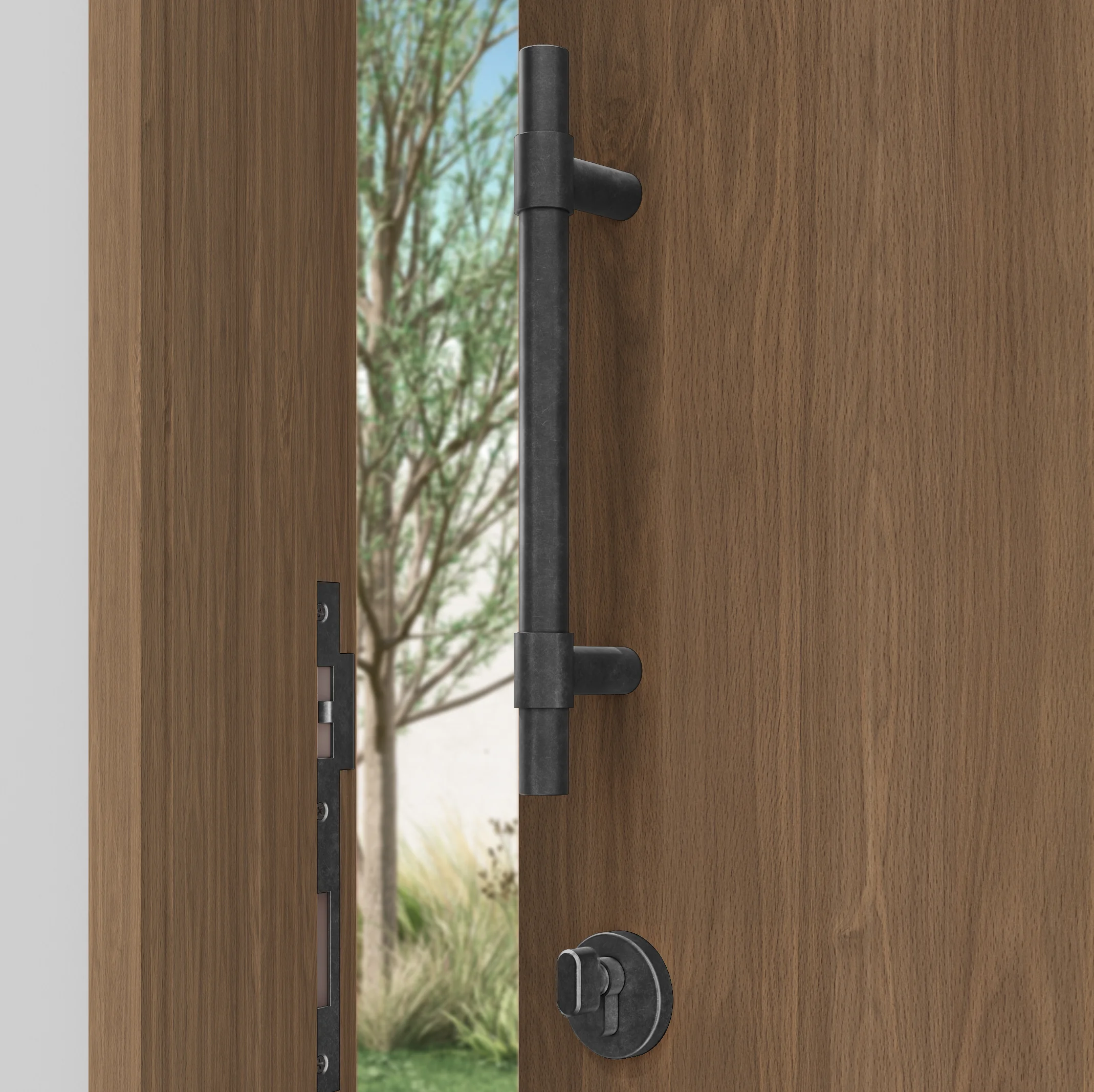 Antique%20Collection Hardware-Insetting EntryDoorPull KeyTurn%20Euro%20Cylinder CloseUpView02 Slate