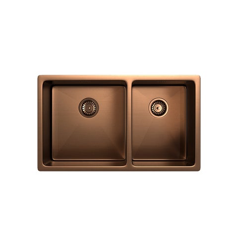 Vita - Kitchen Sink Double 760mm - Brushed Copper (Overflow)