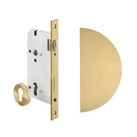 Imes Half Moon Entry Door Pull & Lock Set - Brushed Brass