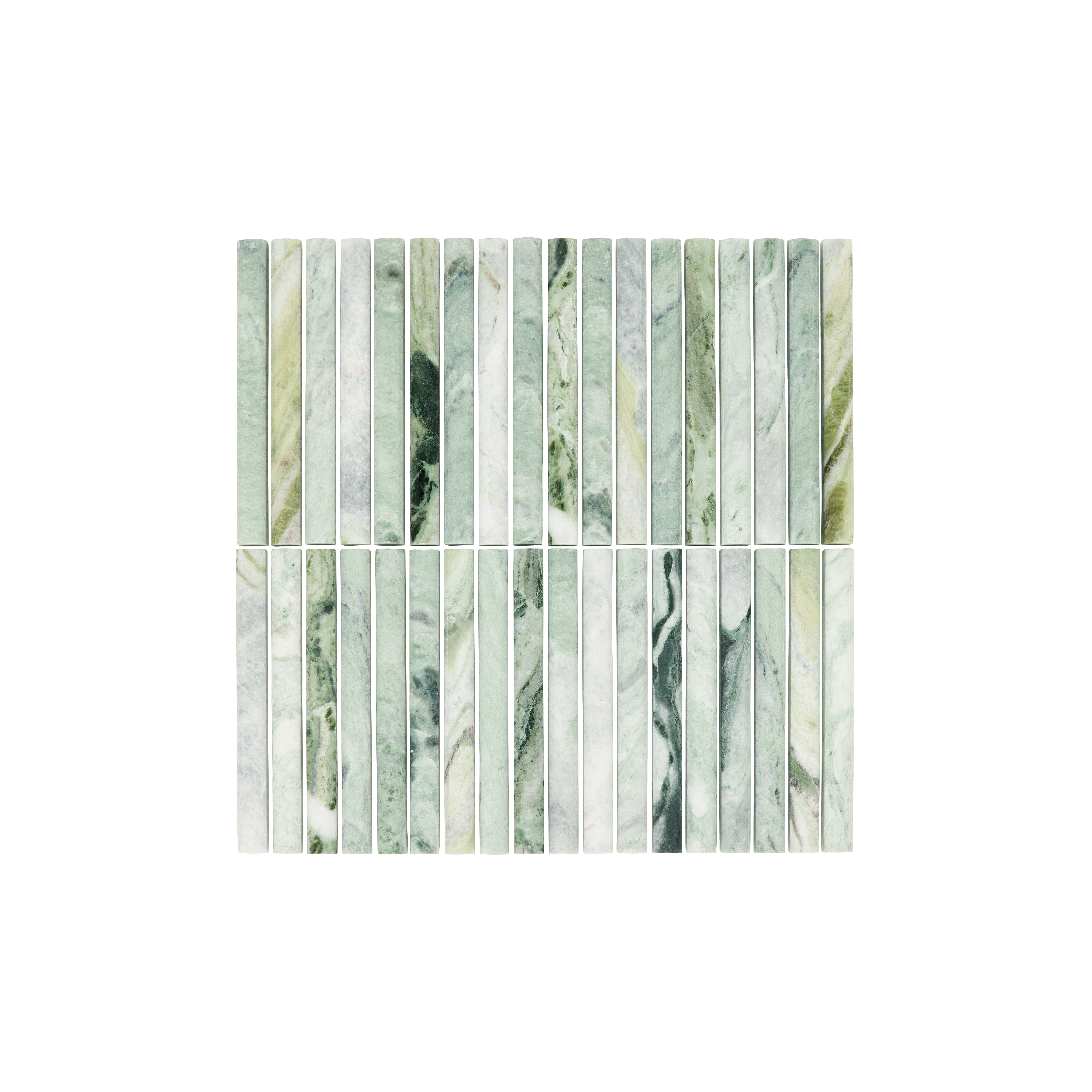 Narita Marble Rounded Finger Mosaic Tile - Jade Green