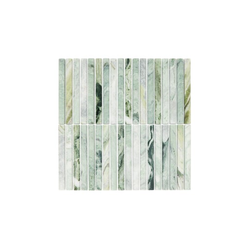 Narita Marble Rounded Finger Mosaic Tile - Jade Green
