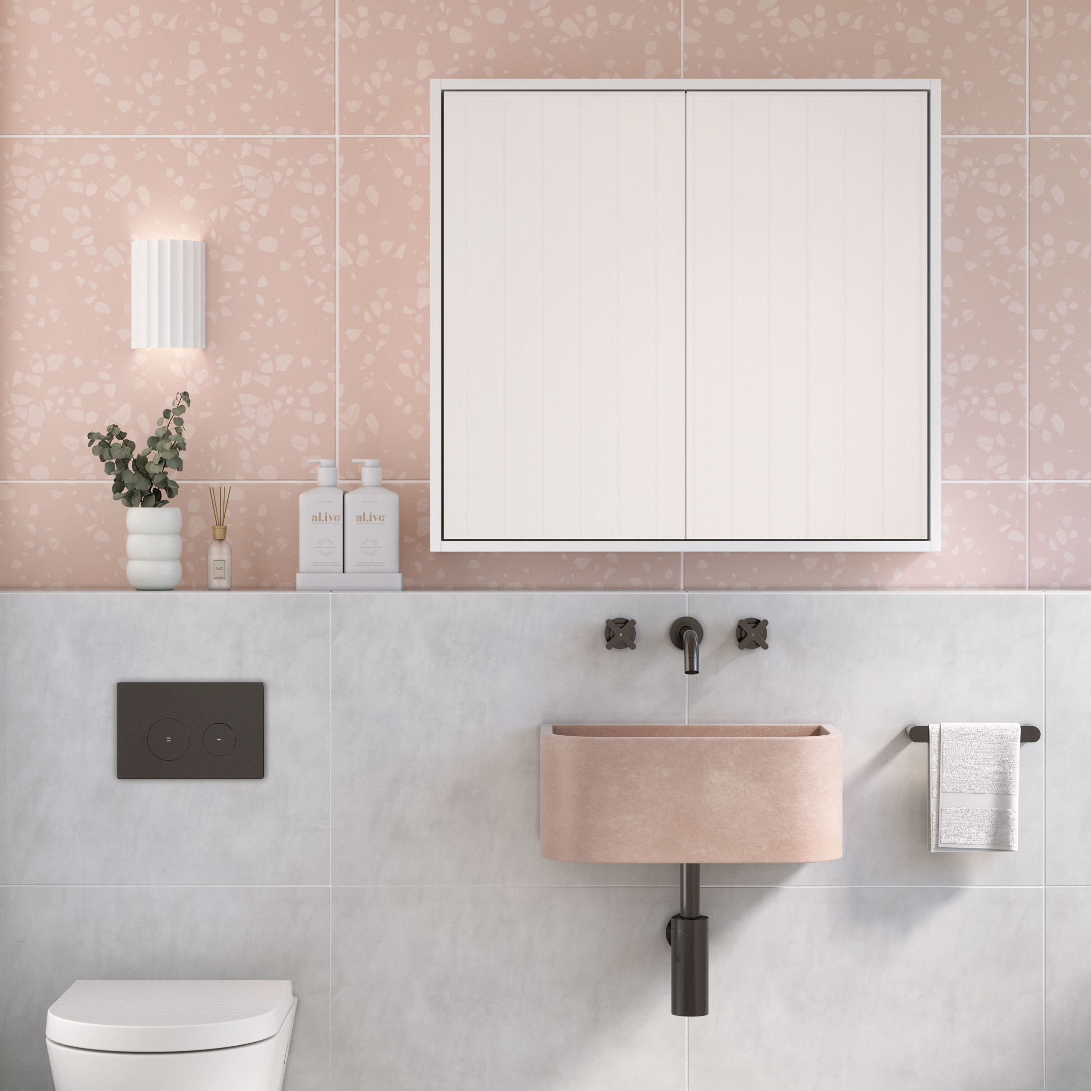 MyraMirrorCabinets 2Door Front White