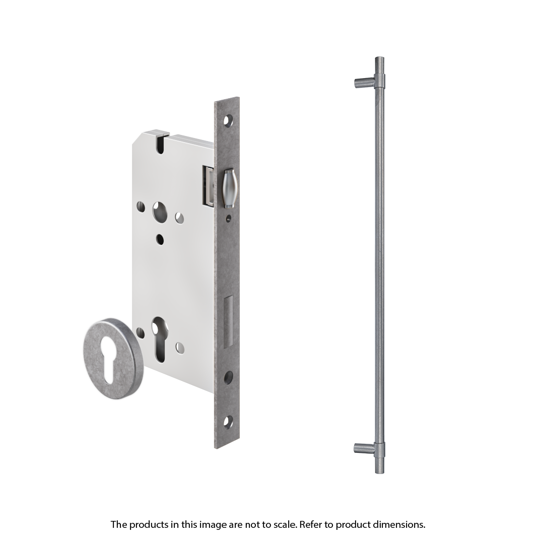 Modi Adjustable Entry Door Pull & Lock Set 900mm - Antique Steel