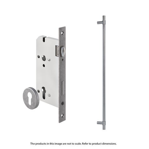 Modi Adjustable Entry Door Pull & Lock Set 900mm - Antique Steel