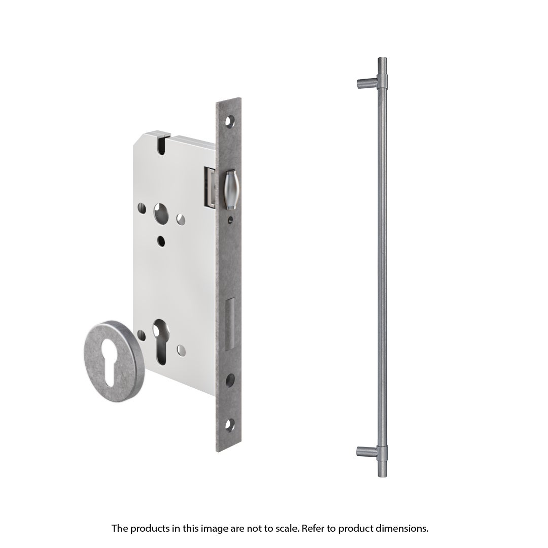 Modi Adjustable Entry Door Pull & Lock Set 900mm - Antique Steel