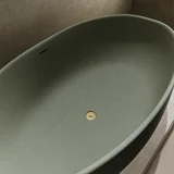 Melia Concrete Bath Sage Green Bath Waste Insetting Close Up BB