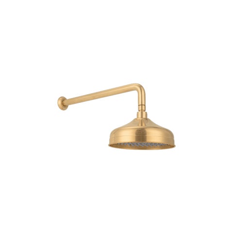 Kingsley Shower Arm & Head Set - Tumbled Aged Brass
