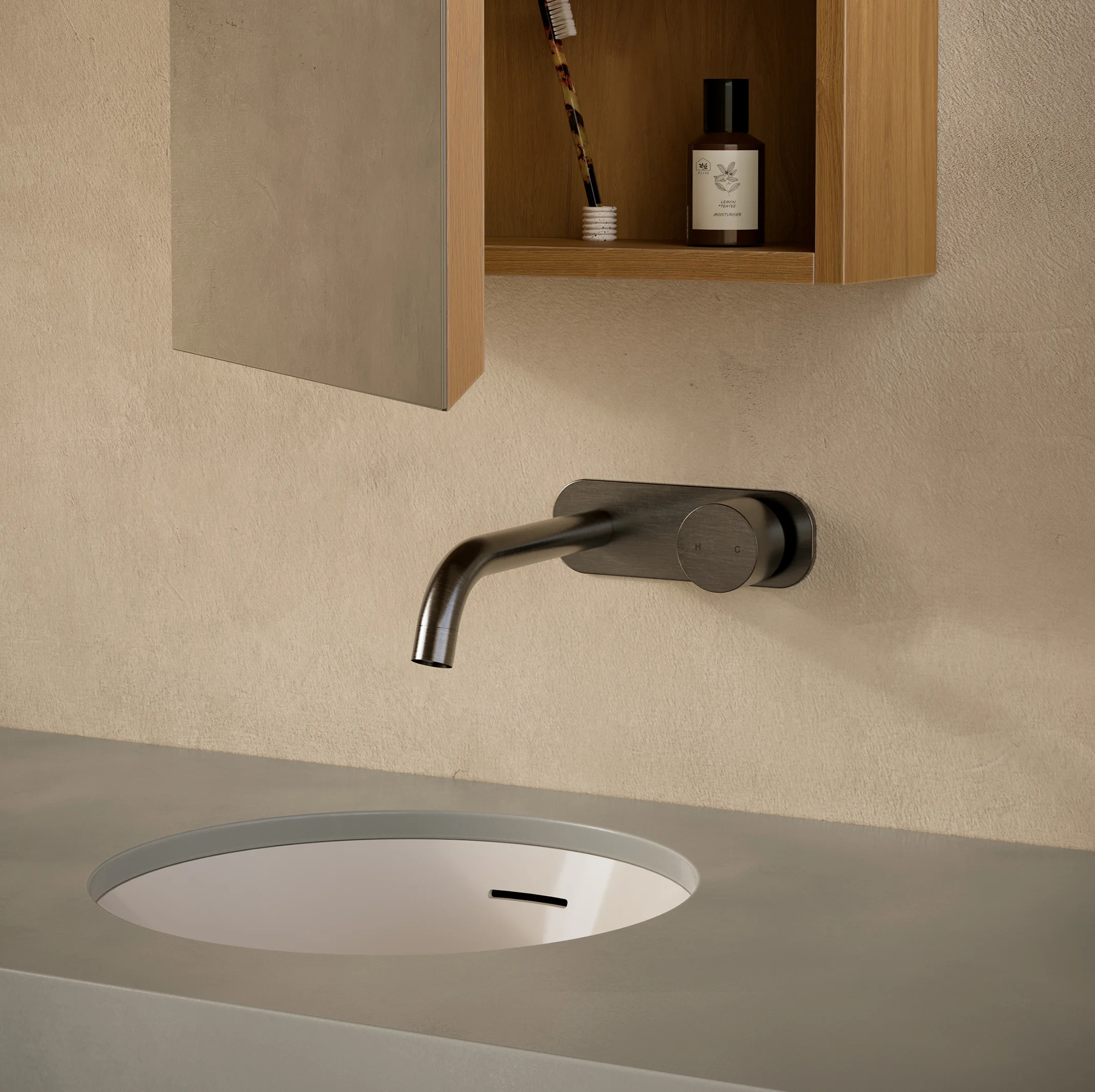 Mona%20Mirror%20cabinets Zuri%20Round%20Undercounter%20Basin Milani%20Tap Hakkari%20Tiles View02 Mirror%20A BG