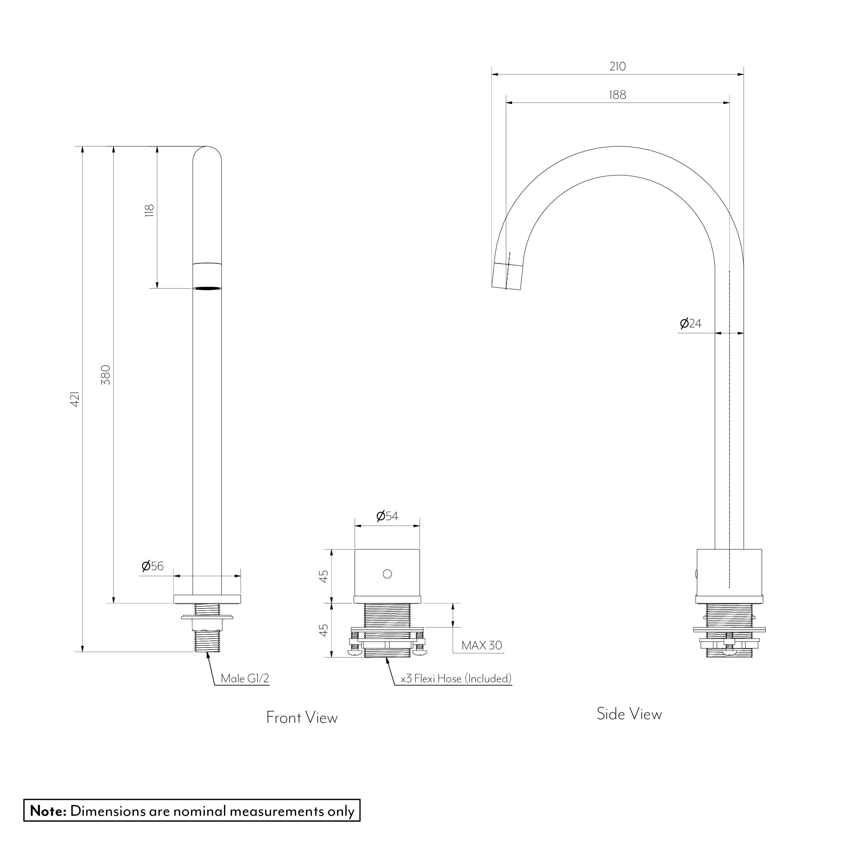 Milani Swivel Hob Mixer Set Gallery Spec