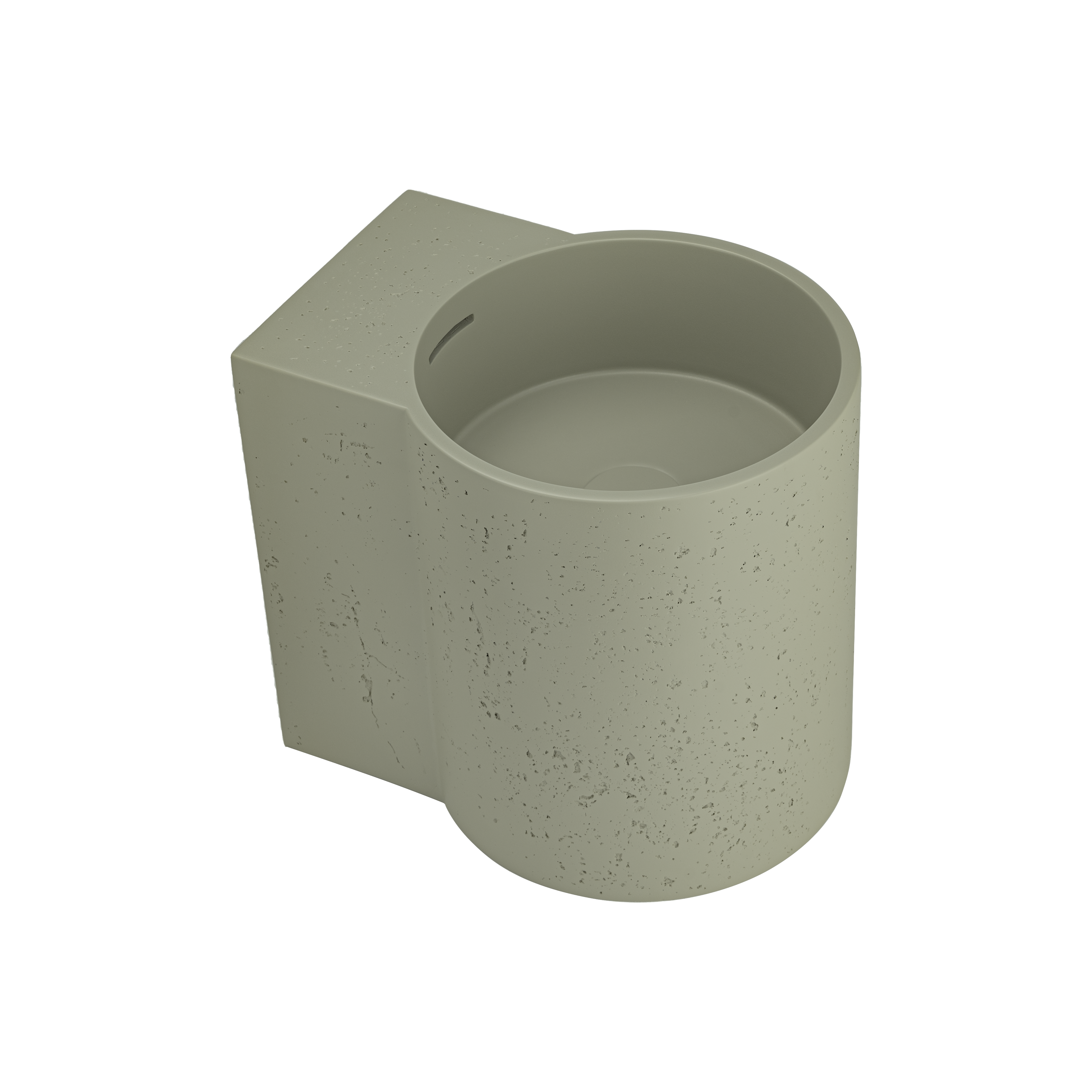 Atelis Cylinder Wall-Hung Concrete Basin (Overflow) - Sage Green