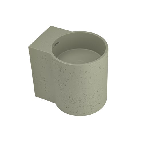 Atelis Cylinder Wall-Hung Concrete Basin (Overflow) - Sage Green