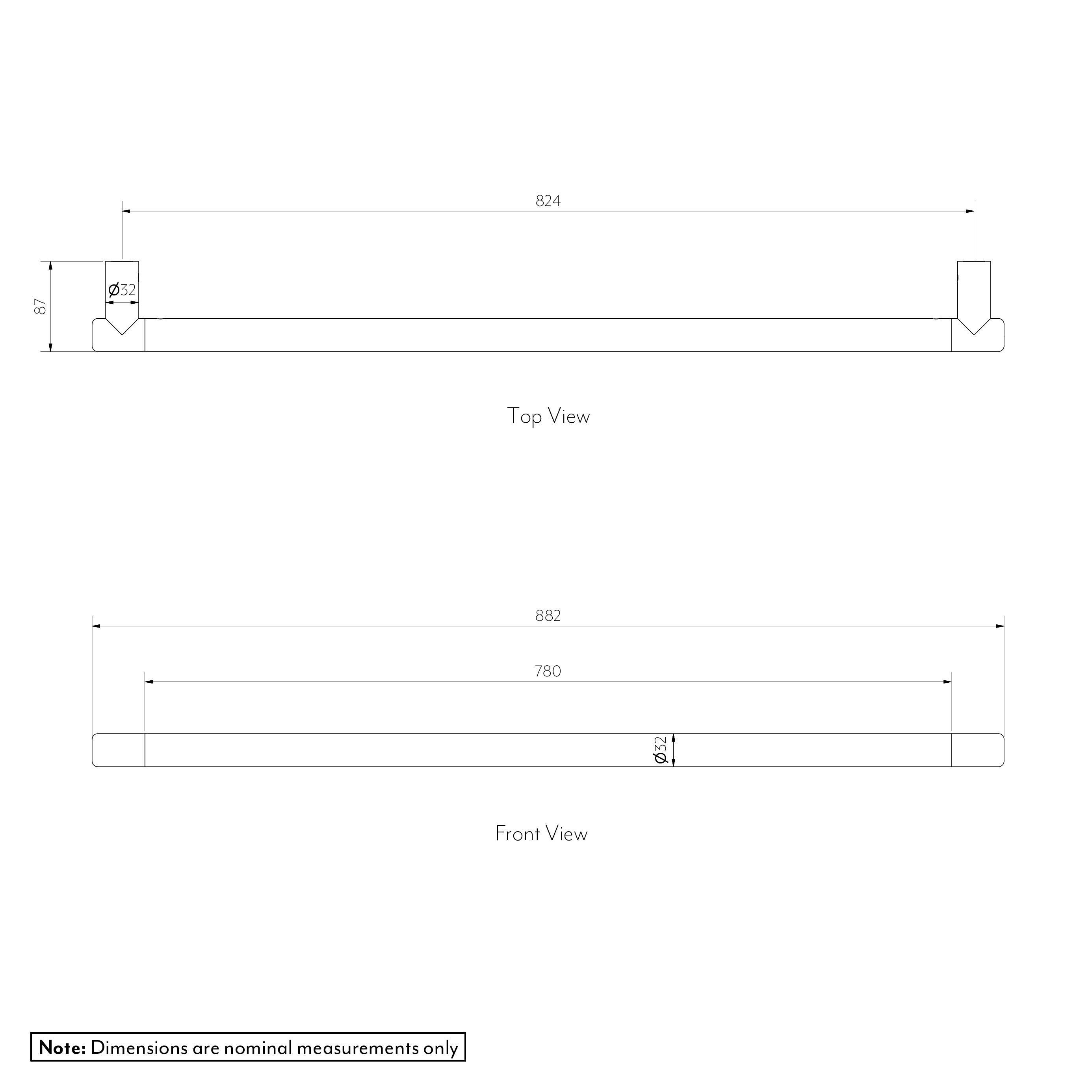 Aliro 882mm Single Rail SPEC