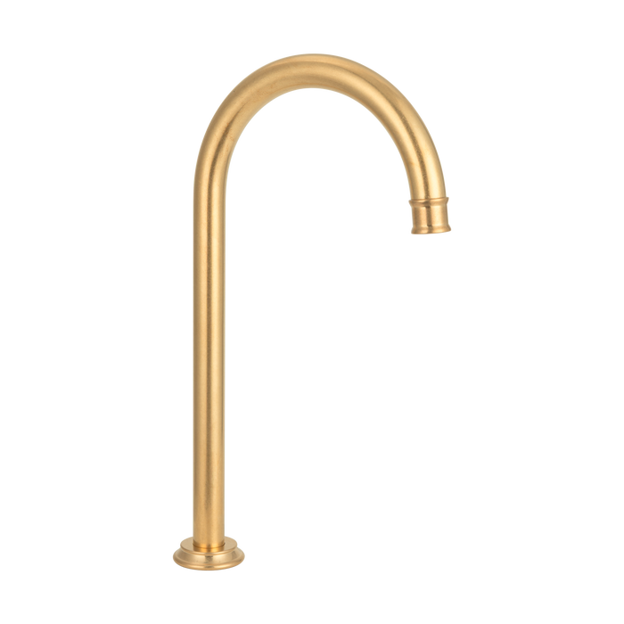 Kingsley Gooseneck Swivel Bench Mounted Spout – Tumbled Aged Brass