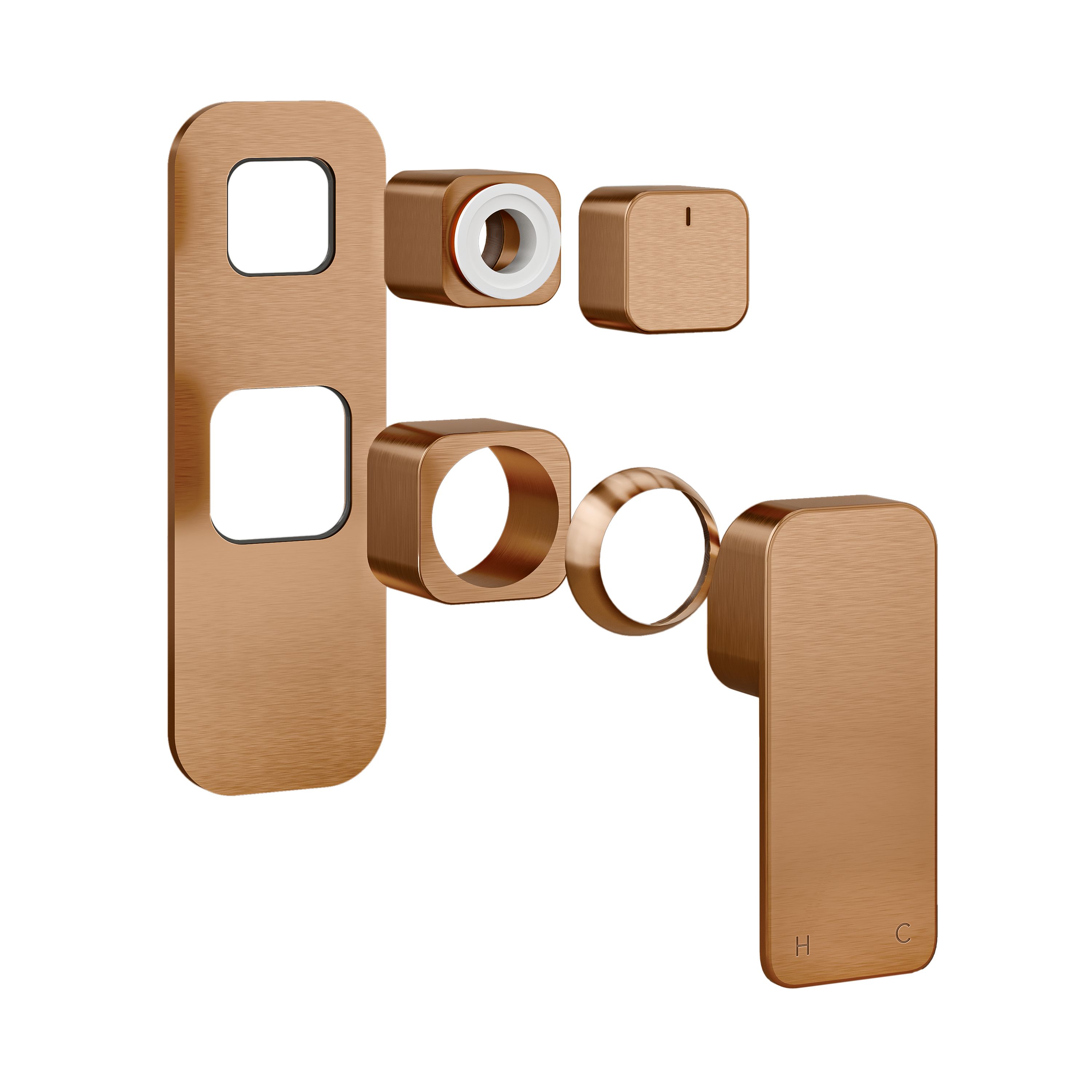 Nesso Top Shower Diverter Handle Kit - Brushed Copper