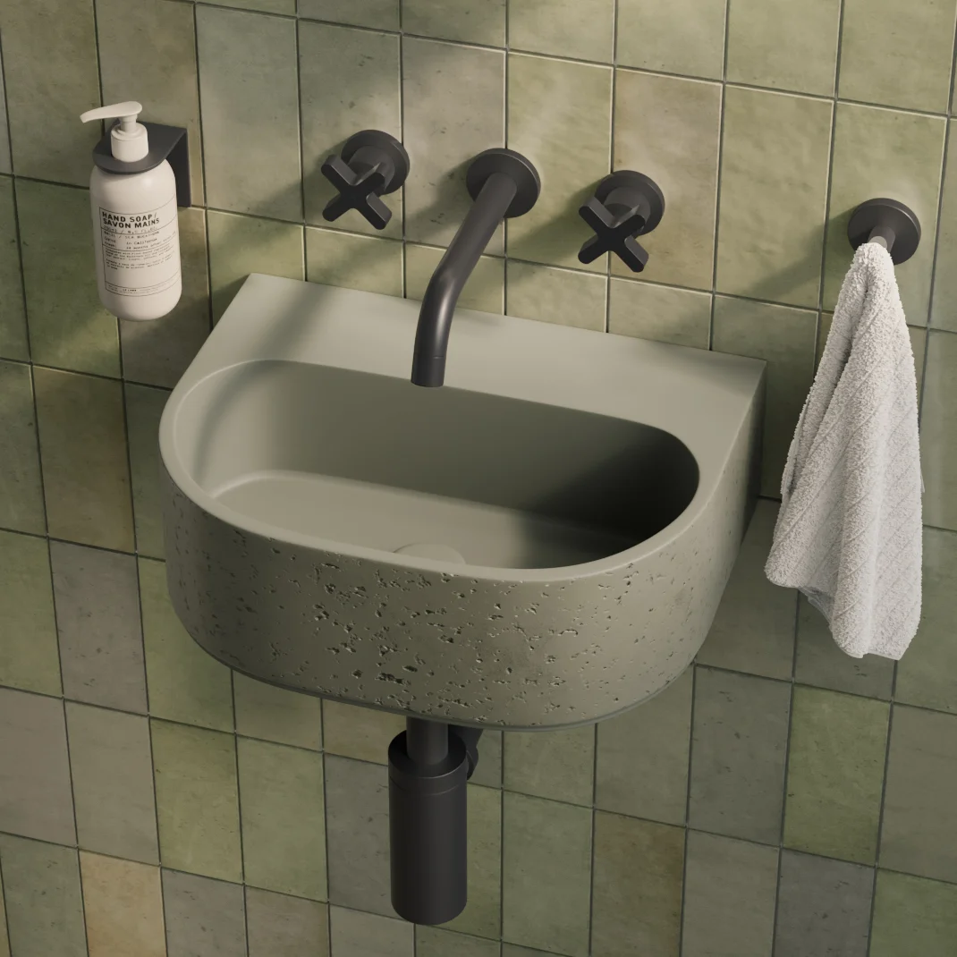 Nelios Concrete Wall Hung Basin - In Setting SAGE MB
