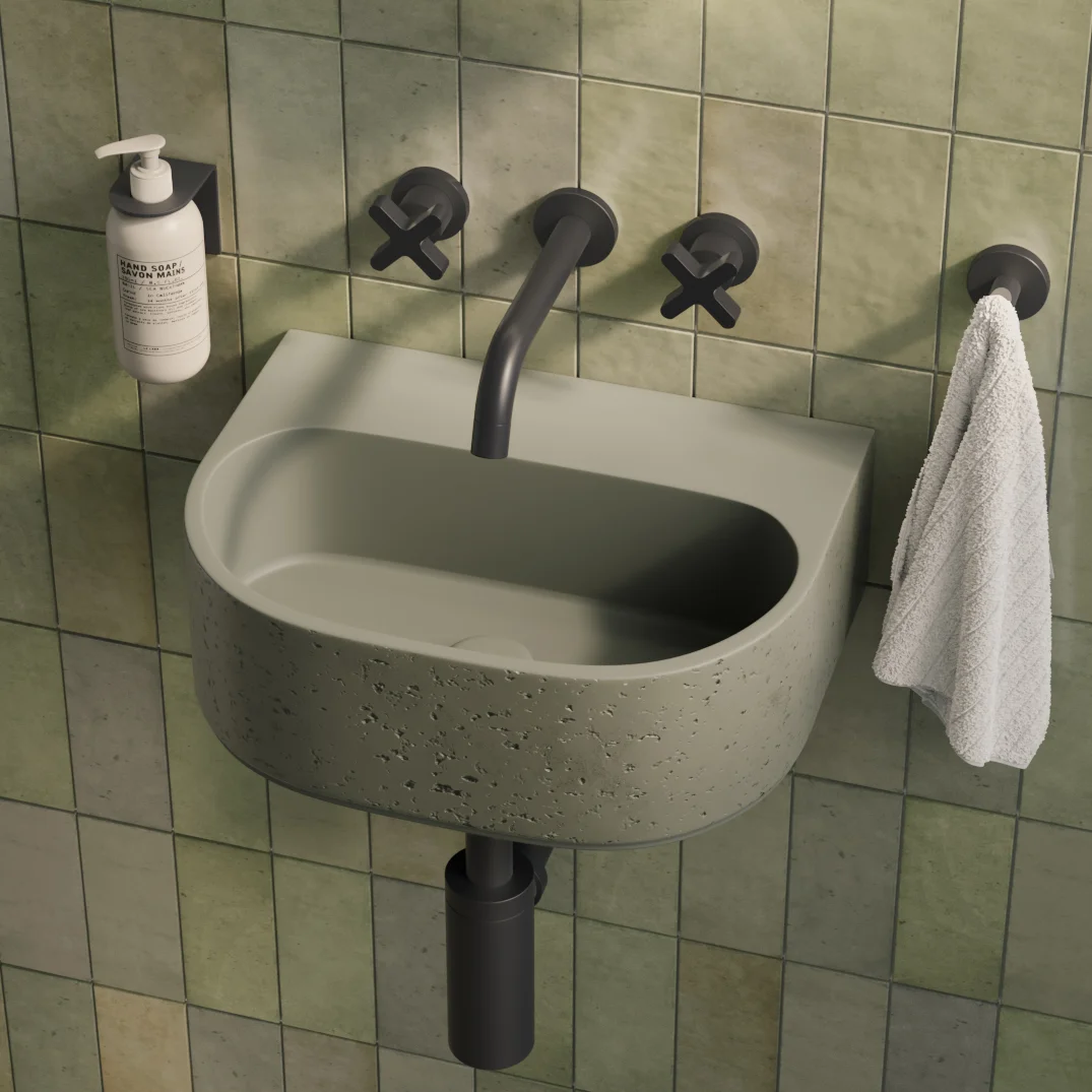Nelios Concrete Wall Hung Basin - In Setting SAGE MB