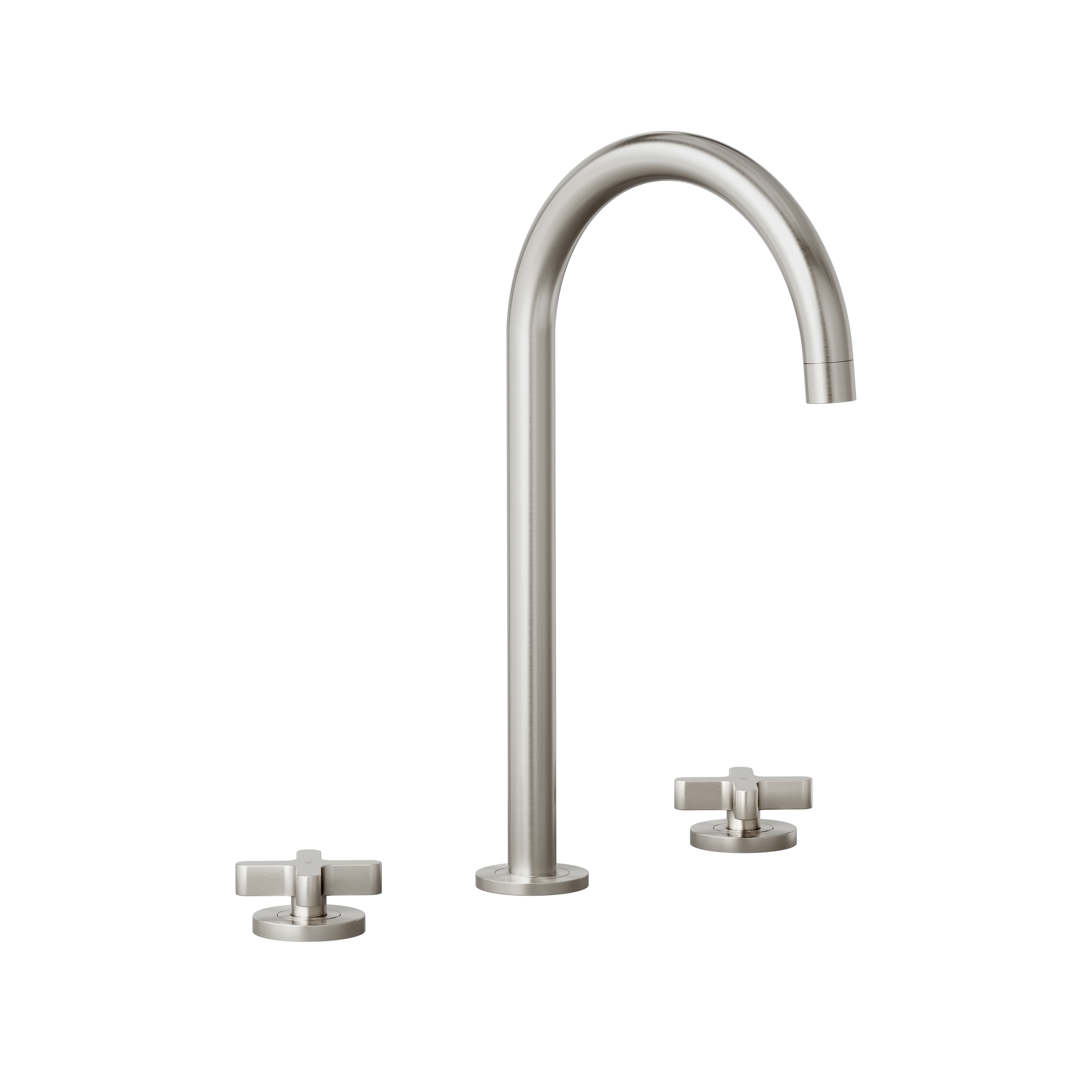 Cross Assembly Bench-Mounted Set - Brushed Nickel