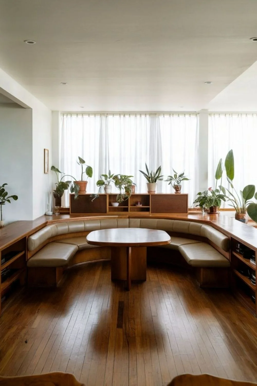 Banquette Seating Green Curve Living Dining Wooden Modern Interior