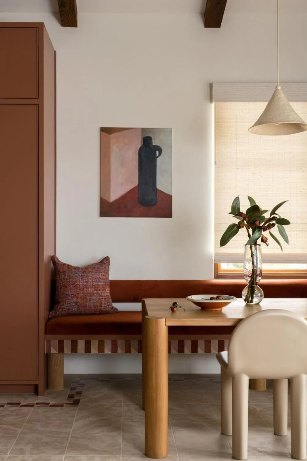 Banquette Seating Textural Rust Tones Organic