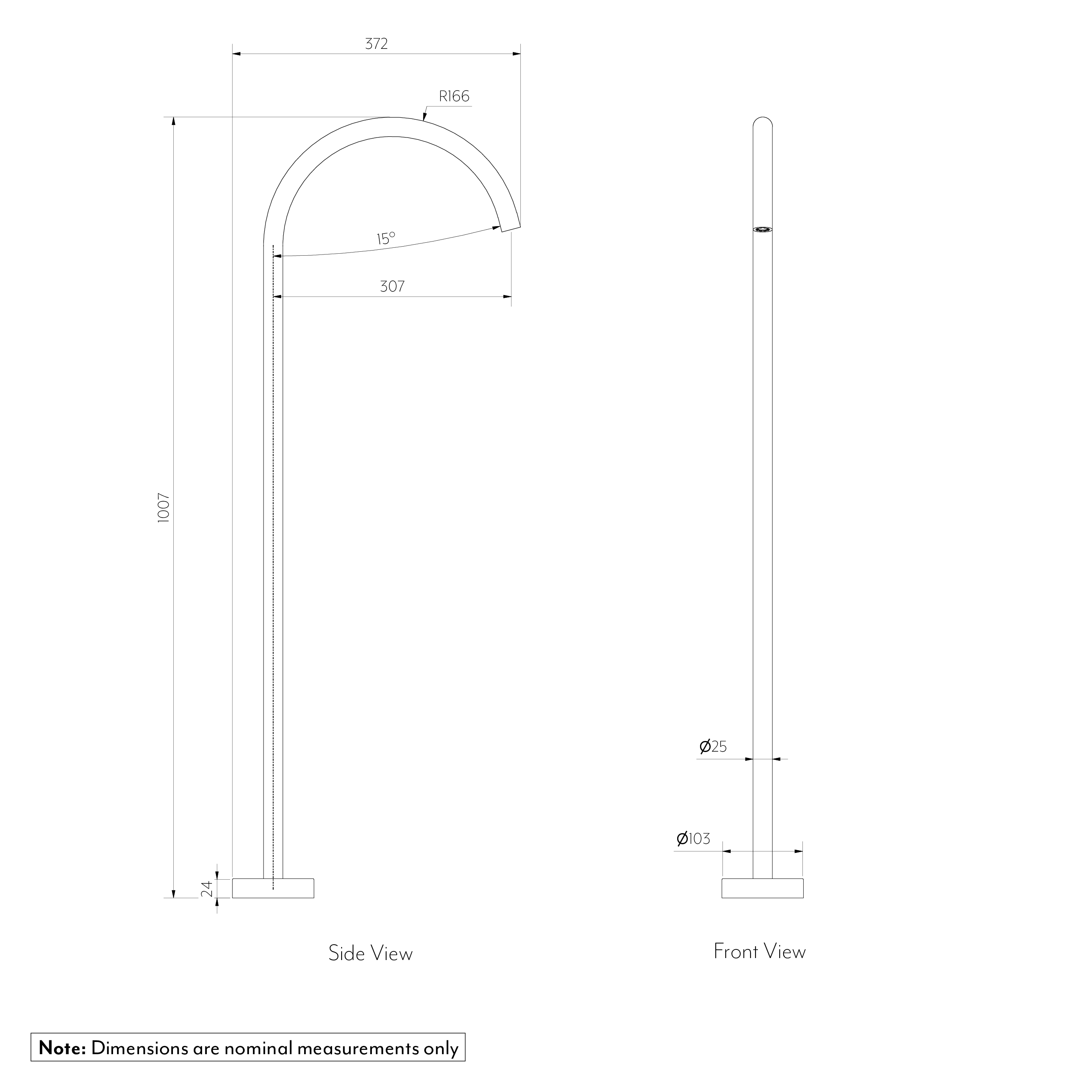 Sola Floor Mounted Bath Filler SPEC