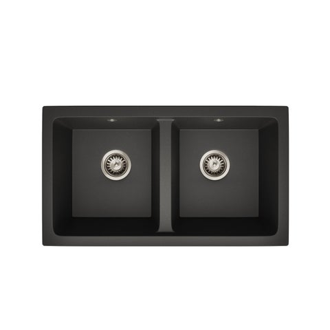 Vera Double Sink 790mm (Overflow) - Black Granite