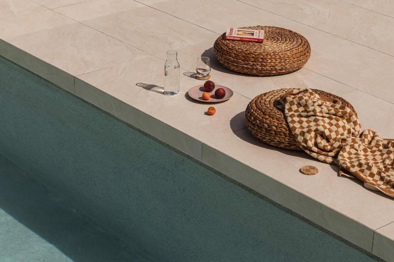 Pool With Tiles ABI Lucca Limestone Look in Sand