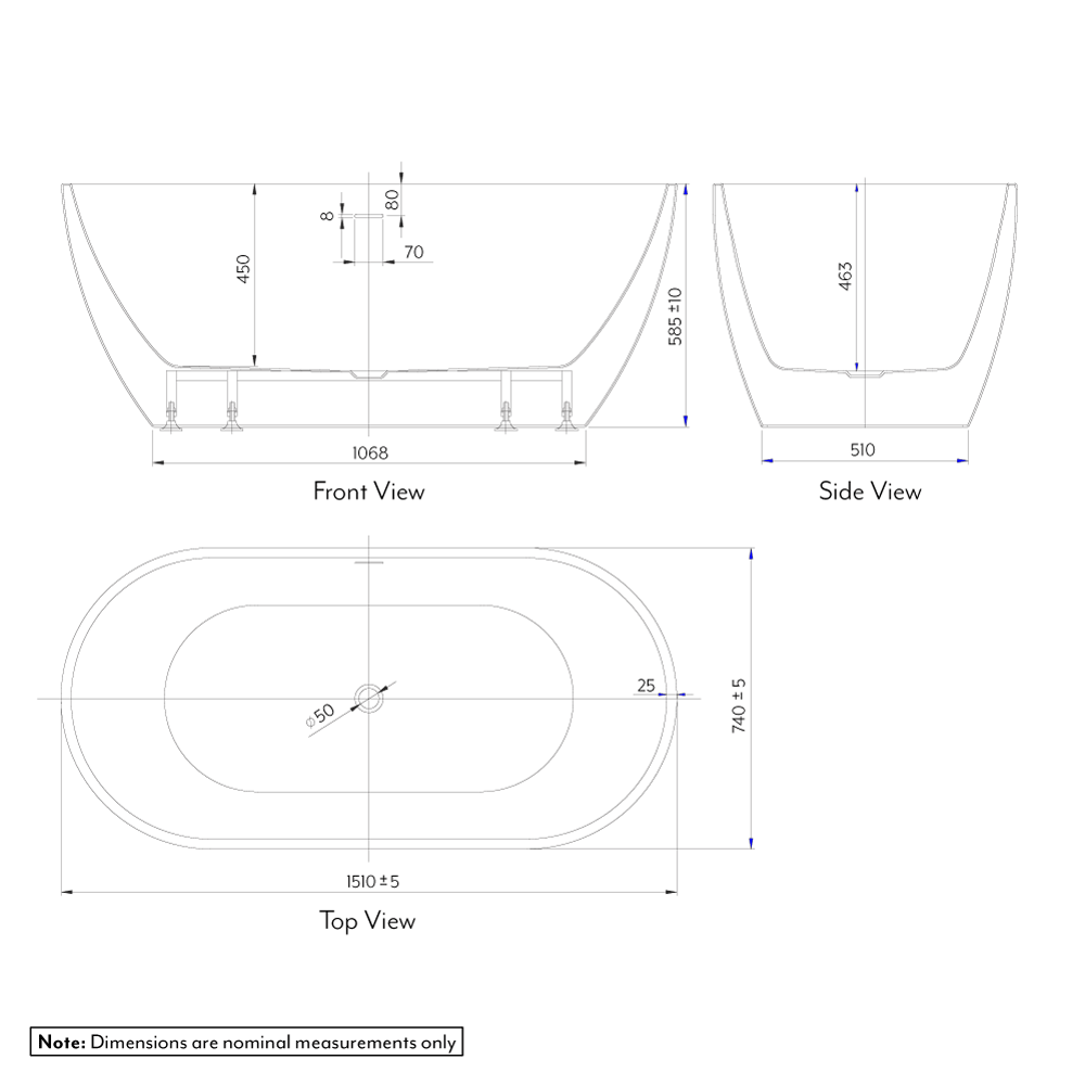 Scala Acrylic Free Standing Bath Specifications