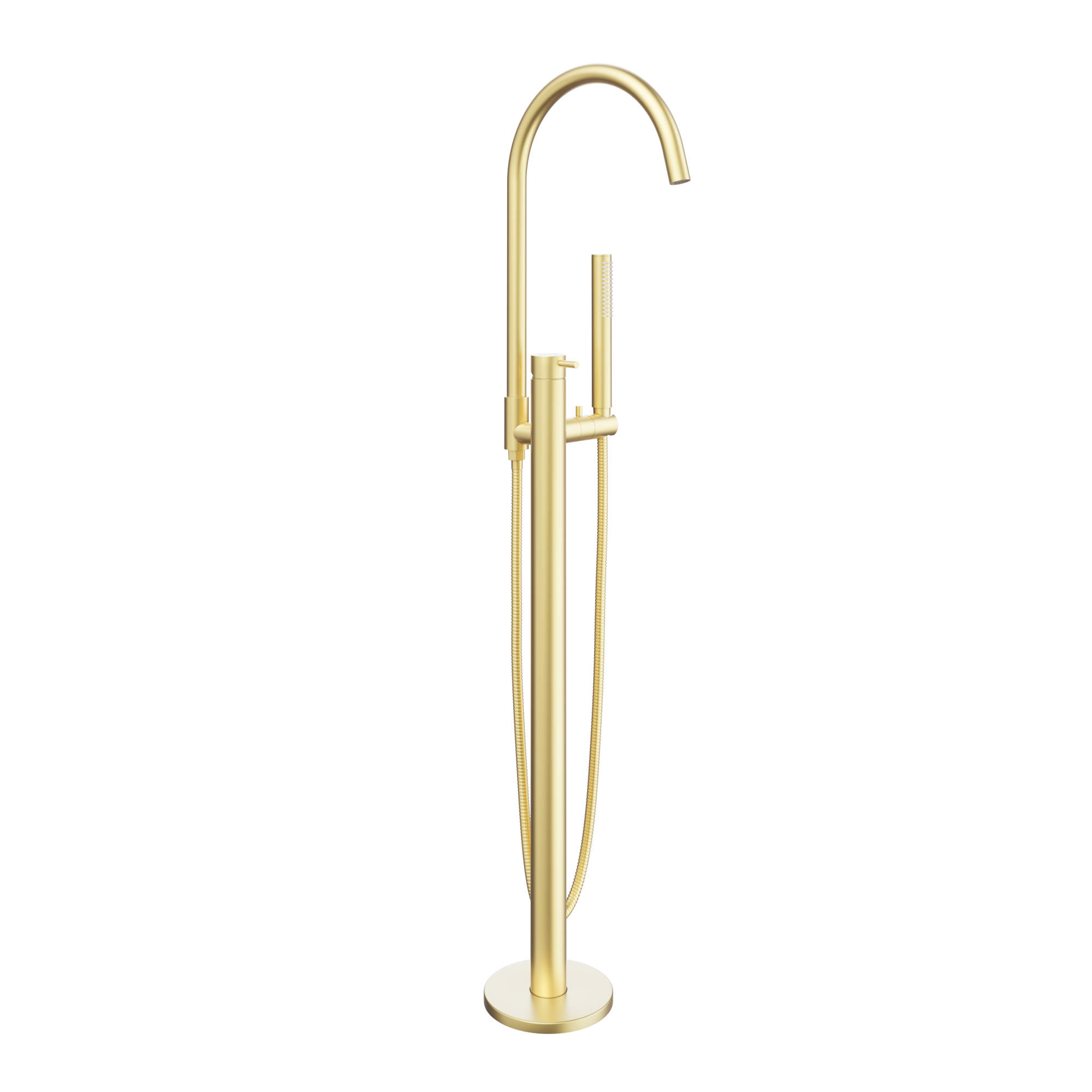 Elysian Floor Mounted Bath Filler with Hand Shower - Brushed Brass
