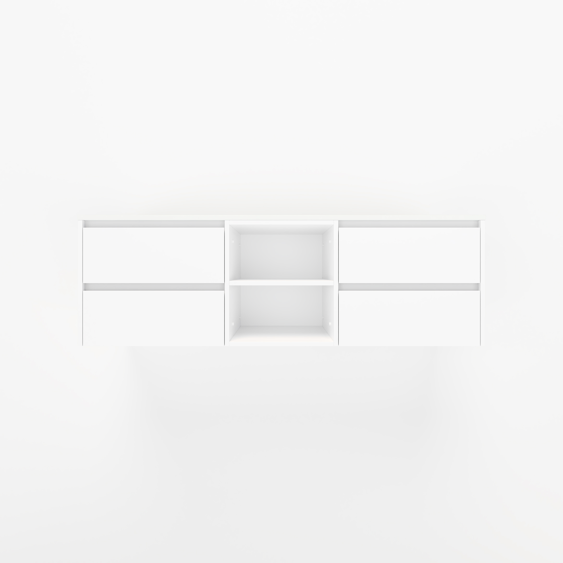 Addison 4-Drawer with Shelves 1614mm - White - 2 Cut-Outs